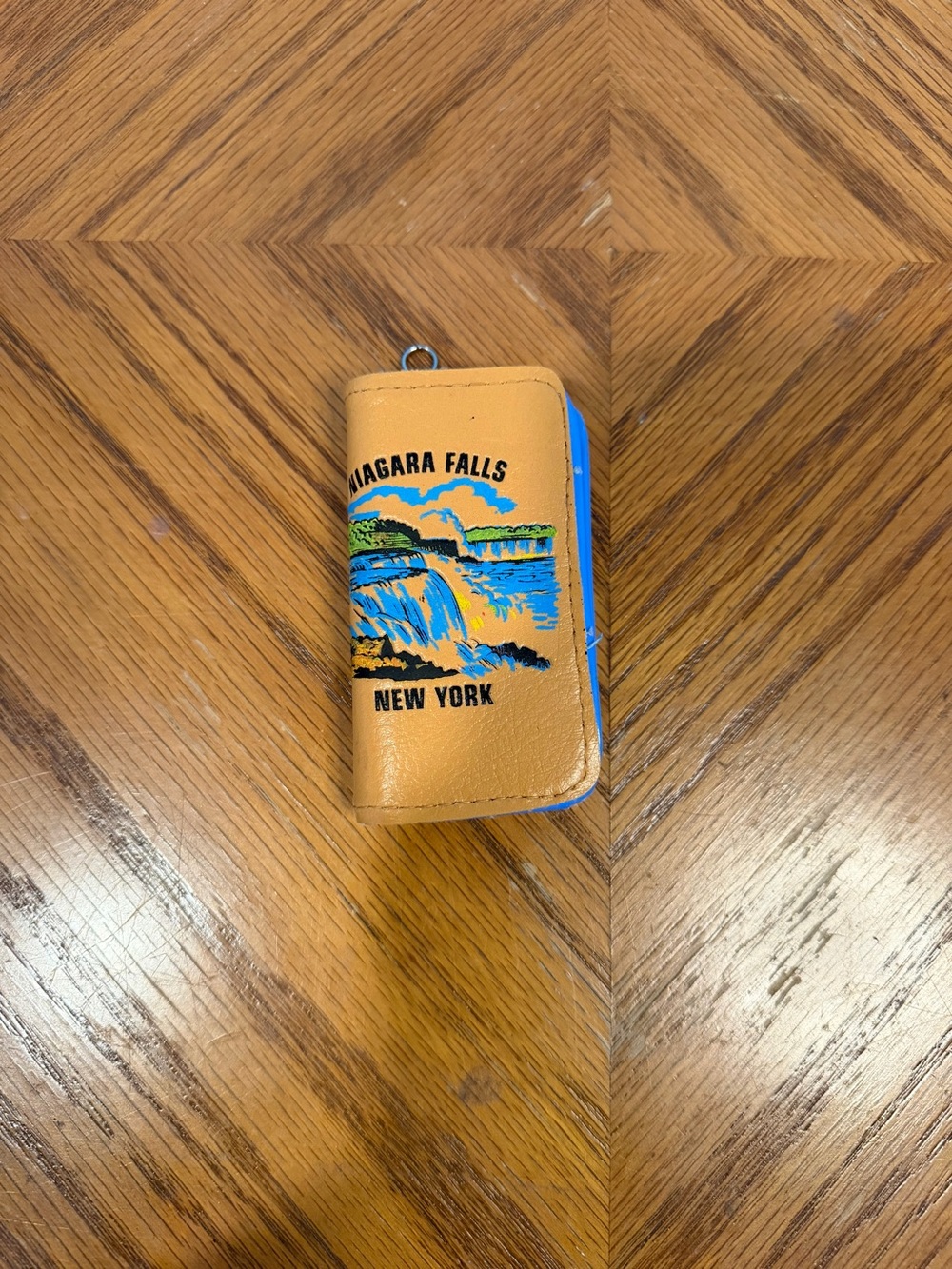 Niagara Falls New York Leather Phone Case - Tan & Blue